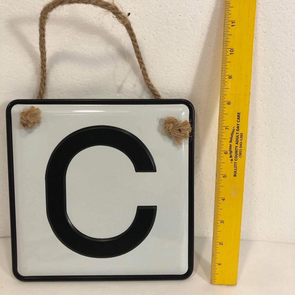 8” Decorative Metal Square With Letter C New. CUTE